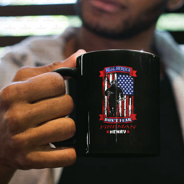 Personalized Dog Gift Idea - Real Heroes Don't Fear For Dog Lovers - Black Mug